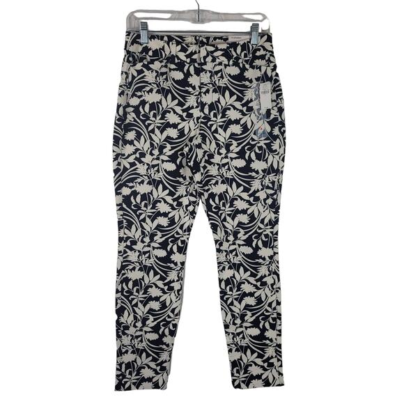 Old Navy Blue White Floral High Rise Pixie Skinny 4 NWT - Picture 1 of 5